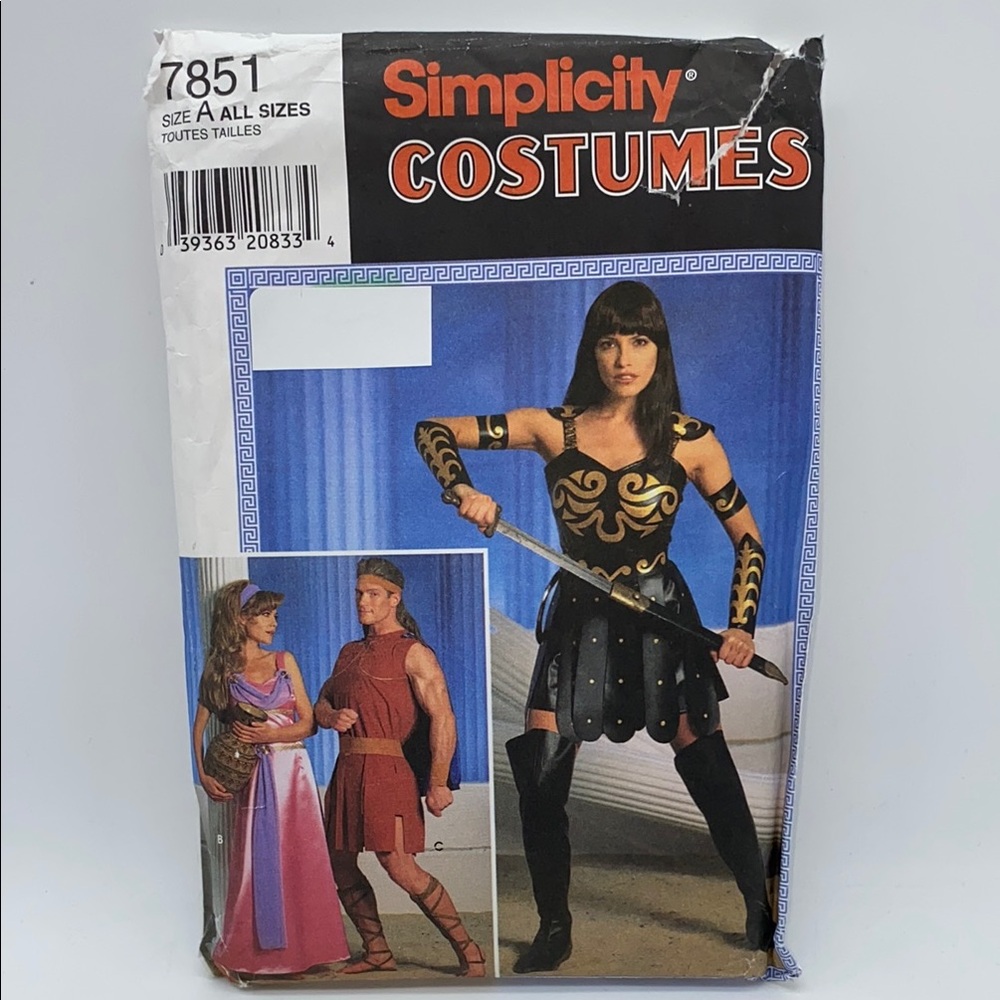 Simplicity 7851 Zena Gladiator Adult Theatre Halloween Costumes Sizes 6-16 Uncut
